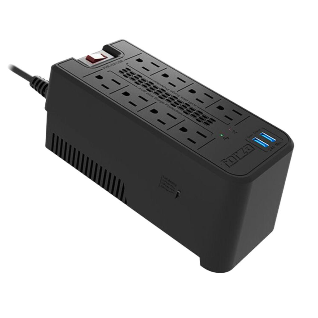 Forza - Automatic voltage regulator - AC 110 V - 8 Outlets - 1200 VA - 600W NEMA 5-15 2-USB