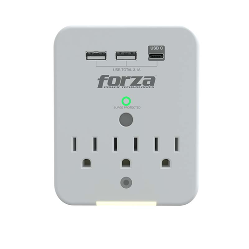 [FWT-331USBC] Forza Toma de Energía 3 110v, 2 USB-A y 1 USB-C